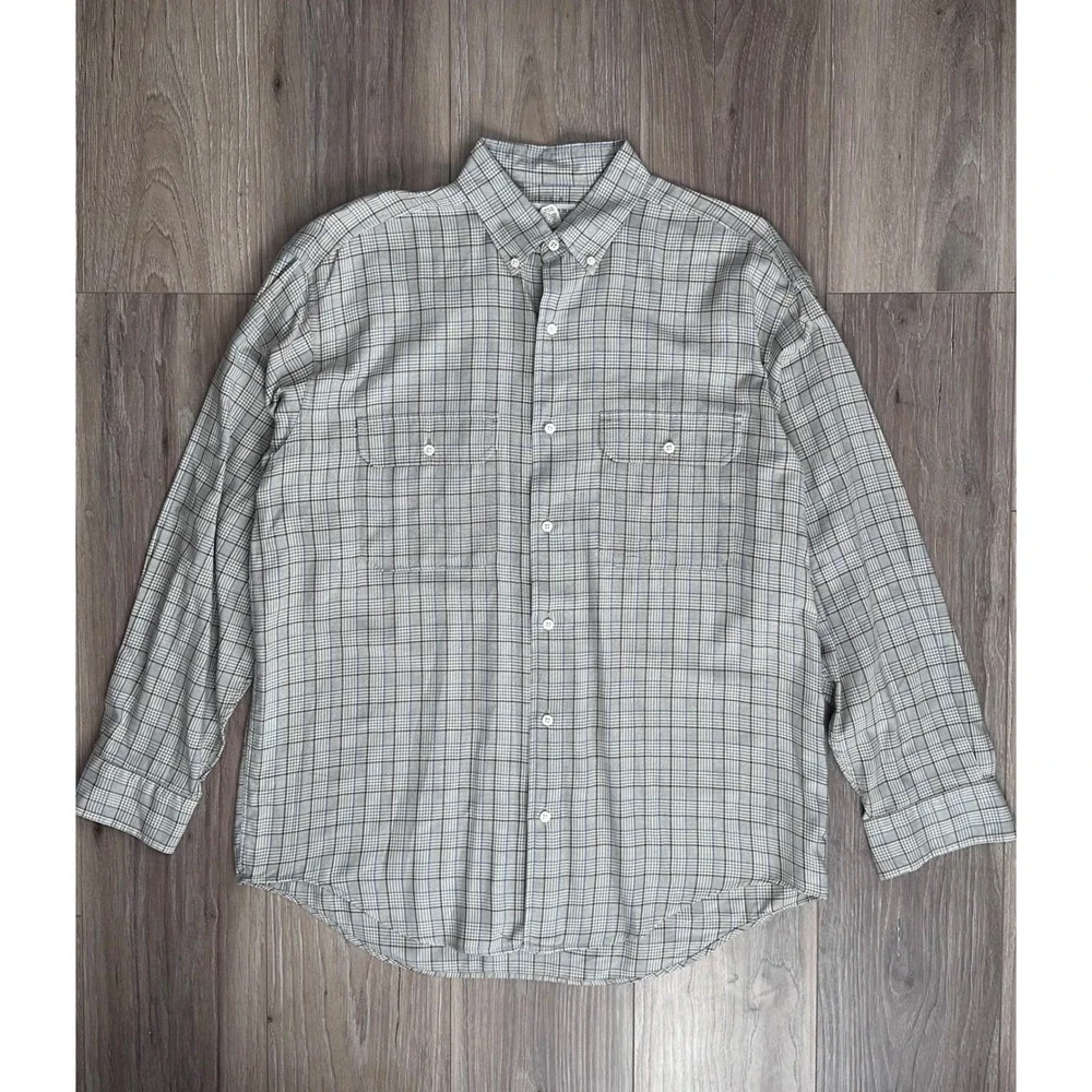 Banana Republic Safari & Travel Co Mens Large Plaid Button Down Shirt Vintage